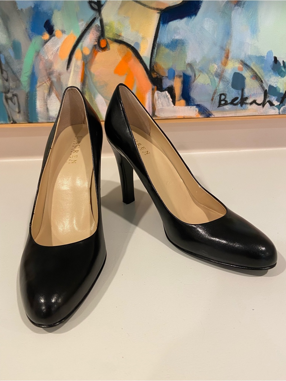Lauren Ralph Lauren Black Leather High Heel Pumps